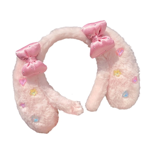 Stylish Lop Ear Headbands With Sparkling Rhinestones Decors Nonslip Plush Face Washing Hairband For Full Day Comfo