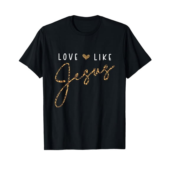 Stylish Love Like Jesus Leopard Heart T-Shirt for Faith Believers