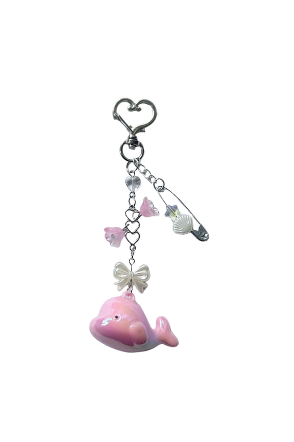 Stylish Lovely Whale Heart Keychain Adorable Designs for Bags and Backpacks with Colorful Beads for Women and Teens