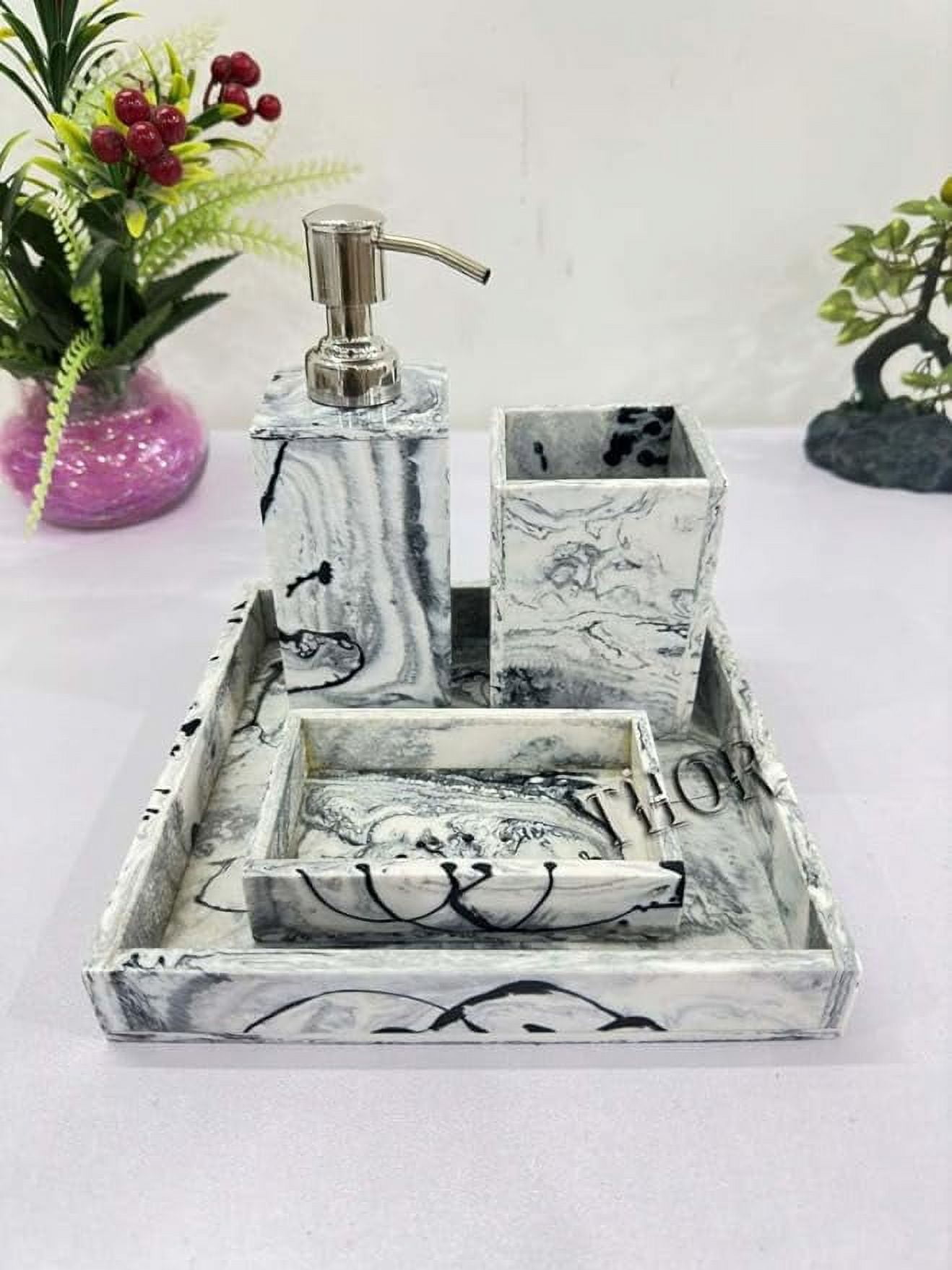 Stylish Luxury Black White Bathroom Set Bathroom Accessories Set Soap ...