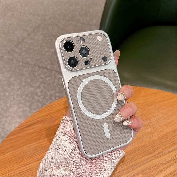 Stylish Magnetic Phone Case For iPhone 15 Pro, Textured Mesh Back Cover Compatible with MagSafe Charging, Aesthetic Shockproof Protective Case for Women Men For iPhone 15 Pro, Gray