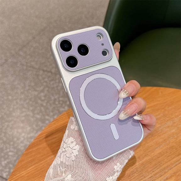 Stylish Magnetic Phone Case For iPhone 16 Pro Max, Textured Mesh Back Cover Compatible with MagSafe Charging, Aesthetic Shockproof Protective Case for Women Men For iPhone 16 Pro Max, Lavender