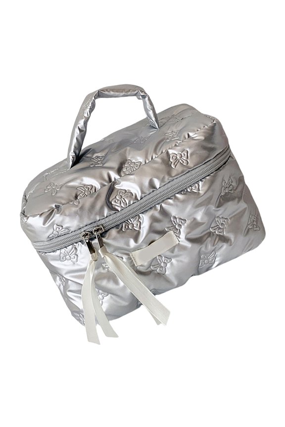 Stylish Makeup Bag With Bows Detail Cosemtic Bag Great For Organizing Beauty Essential And Travel Accessories
