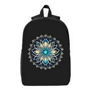 YIDUO Stylish Mandala Design Laptop Backpack for College & High School - Fits 15 " Laptop & iPad Adjustable Straps Blue & Gold Patterns