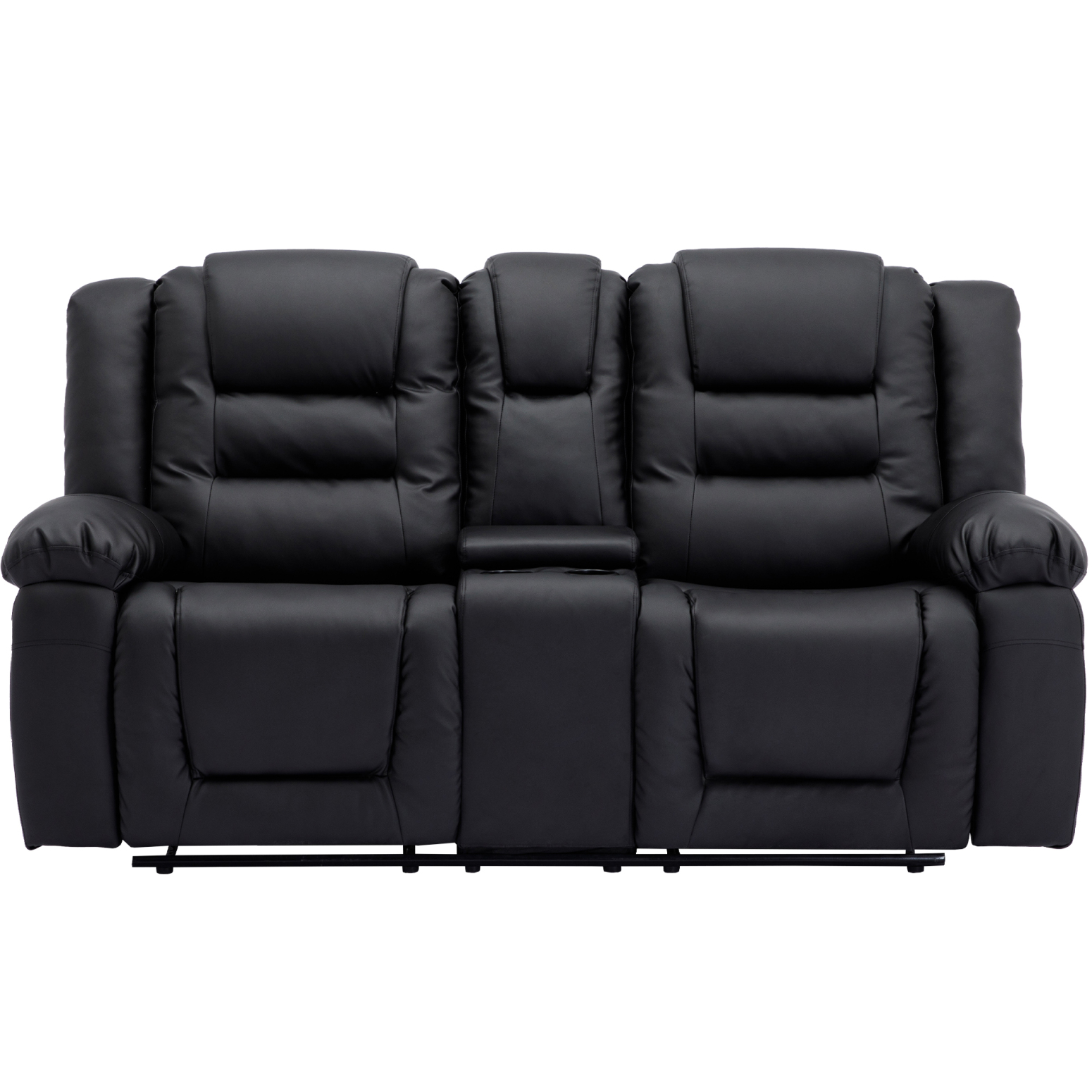 Stylish Manual Home Theater Seating Recliner Loveseat Durable Black