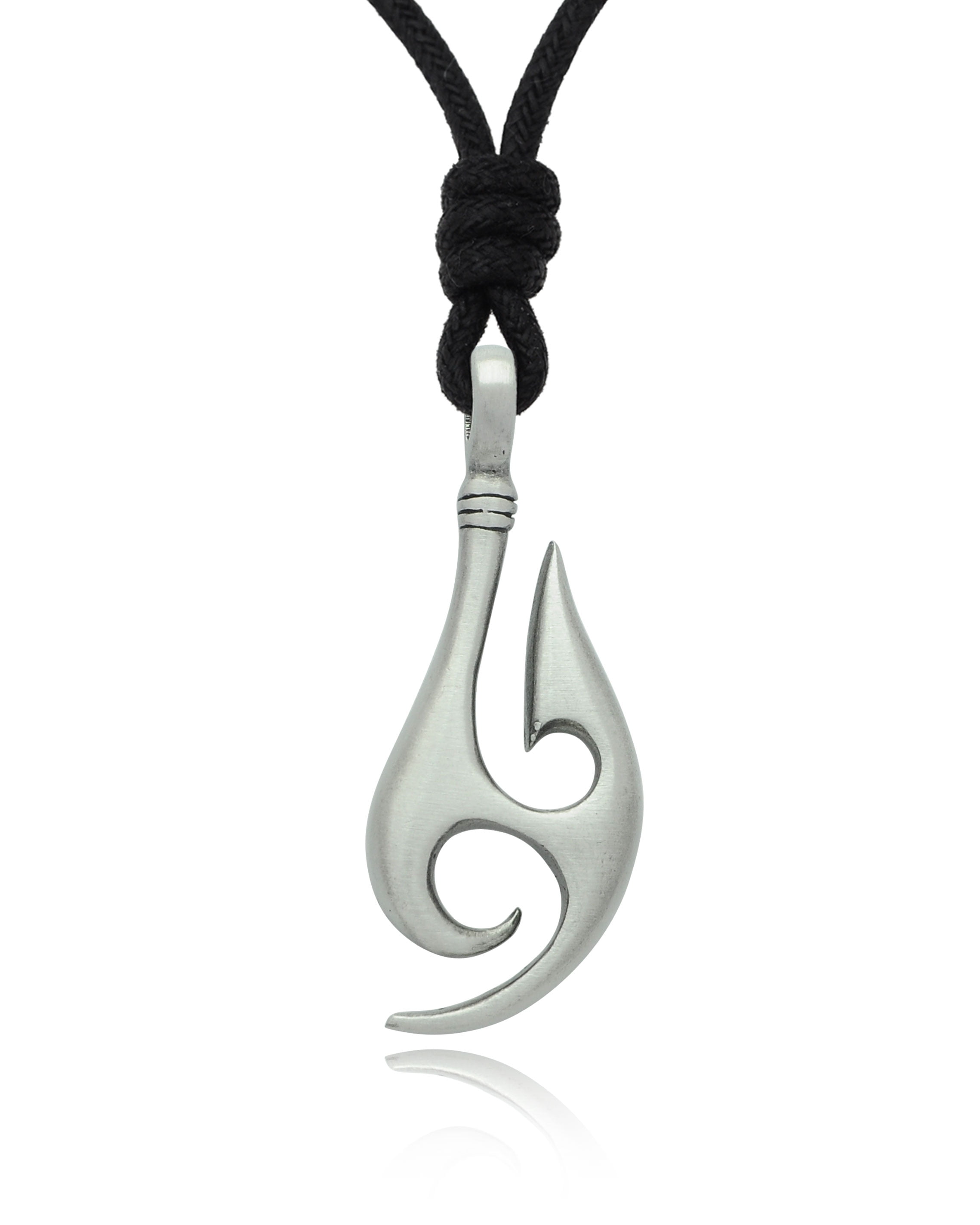 Stylish Maori Tribal Hook Silver Pewter Charm Necklace Pendant Jewelry With  Cotton Cord