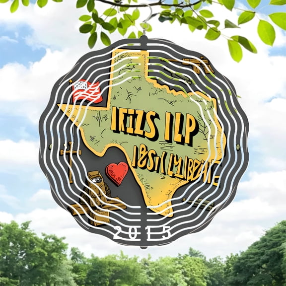 Stylish Map Metal Wind Spinner with Heart American Flag & Cross - Unique Yard & Garden Decor 2015 Design
