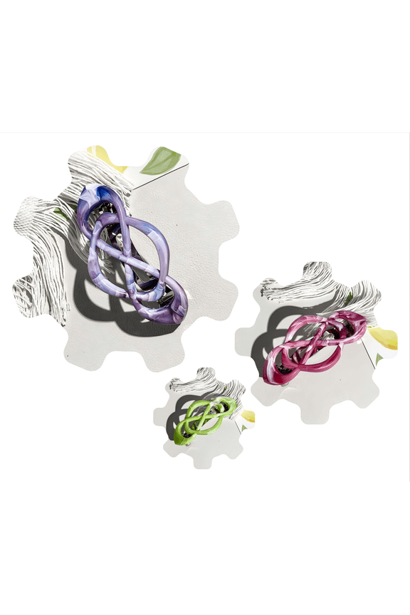 Stylish Marble Texture One Word Spring Clips Chinese Knot Cross Half Up Hair Barrettes Women 6pcs