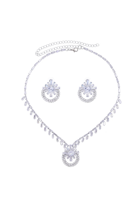 Stylish Matching Earrings And Necklace Set Full Cut Rhinestones Design Comfortable Lightweight Jewelry Perfect For Gifti