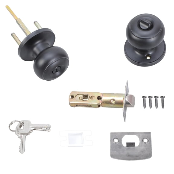 Stylish Matte Black Interior Door Knobs Square Rosettes Designs Privacy Function Convenient Accessory for Home Use
