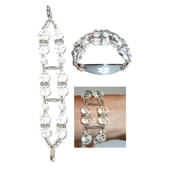 Stylish Medical Alert Bracelets – Double Crystal Medical ID Replacement Band by Hidden Hollow Beads