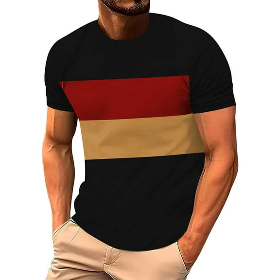 Mens T-Shirts Pack No Pockets Graphic Funny Stylish Men T Shirts Short Sleeve Top Pure Color O Neck Splicing Design Casual Wear for Everyday Fashion