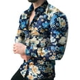 thumbnail image 1 of Stylish Men's Floral Printed Long Sleeve ButtonDown Casual Shirt for SpringSummerFallWinter blue 2XL, 1 of 2