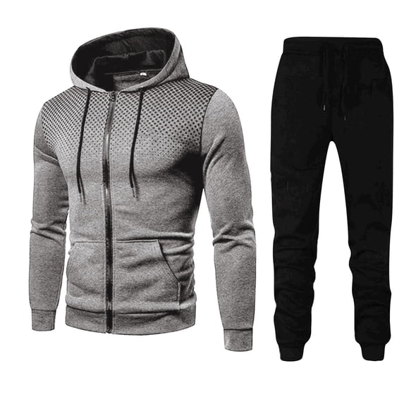 Stylish Men's Hooded Polka Dot Suit for Fitness and Sports Activities Ideal for Winter Wear and Everyday Comfort