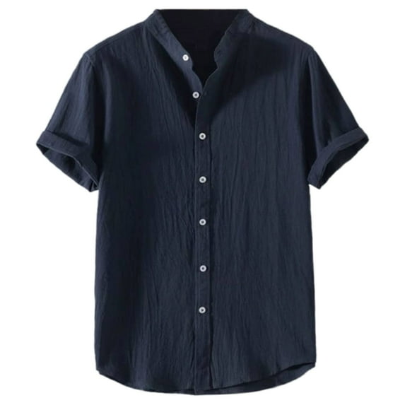 Stylish Men's Short Sleeved Shirt for Summer Solid Color with Stand Collar Casual and Comfortable Fit for Everyday Wear Mens T-Shirts Cotton with Pocket Big and Tall Bulk