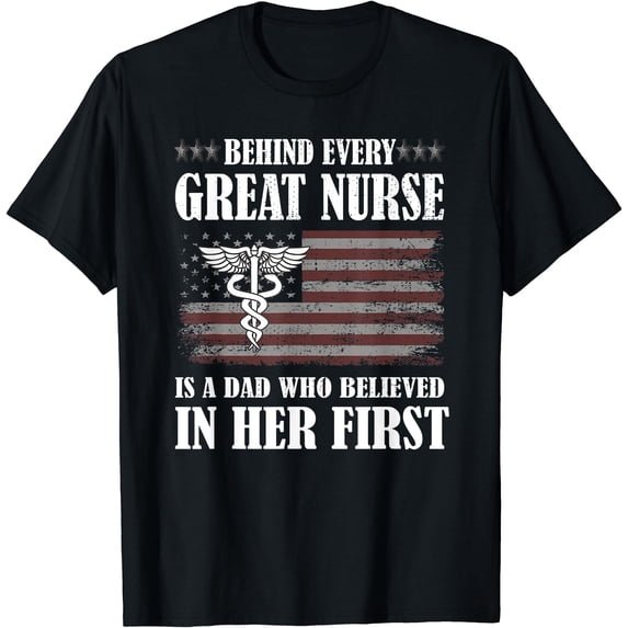 Stylish Men's T-Shirt Featuring Caduceus and American Flag - Perfect Gift for Nurse Dads