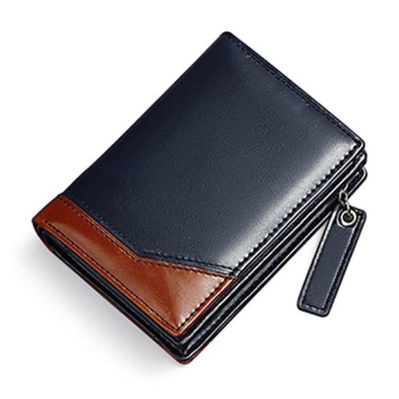 Stylish Men's Wallet Short PU Blocking Card Holder Zipper Coin Pocket Business