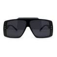 thumbnail image 1 of Stylish Mens Bold Squared Rectangle Flat Top Racer Plastic Sunglasses All Black, 1 of 1