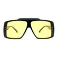 thumbnail image 1 of Stylish Mens Bold Squared Rectangle Flat Top Racer Plastic Sunglasses Black - Yellow, 1 of 4