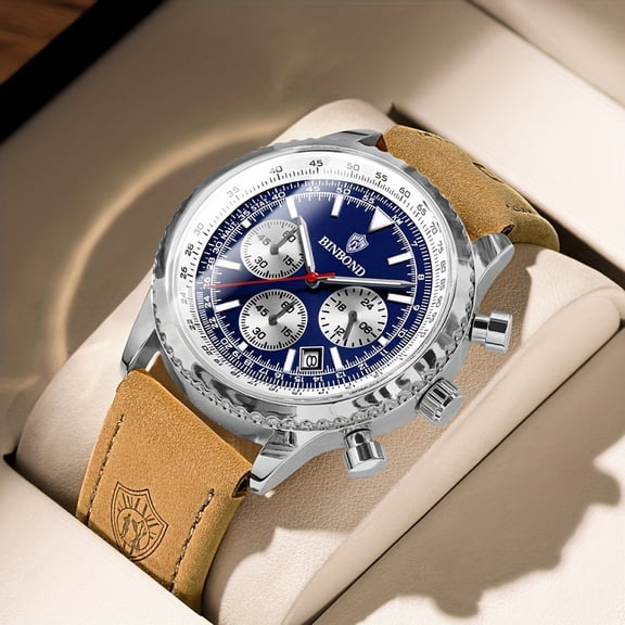Stylish Mens Multifunctional Watch - Precise Quartz Movement, Fashionable Design, Versatile Casual Timepiece - Water-Resistant Wrist Watch for Everyday Wear
