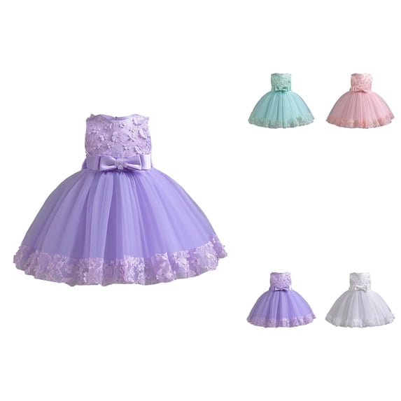 Stylish Mesh Ball Gown Dress for Little Girls 2-10T – Short Lace Flower Tulle Party Dress for Wedding, Prom & Evening Dance
