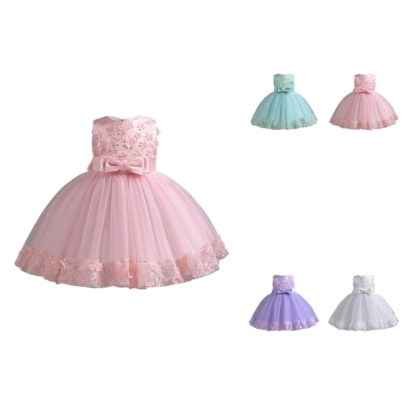 Stylish Mesh Ball Gown Dress for Little Girls 2-10T – Short Lace Flower Tulle Party Dress for Wedding, Prom & Evening Dance