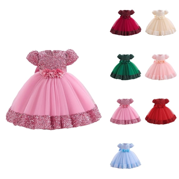 Stylish Mesh Sequin Princess Dress for Toddler Girls – Formal Pageant Birthday Party Gown, 12 Months-6 Years