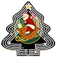 thumbnail image 1 of Stylish Metal Christmas Tree Wind Spinner - Geometric Black & White Design with Gold Accents for Festive Yard & Garden Decor, 1 of 7