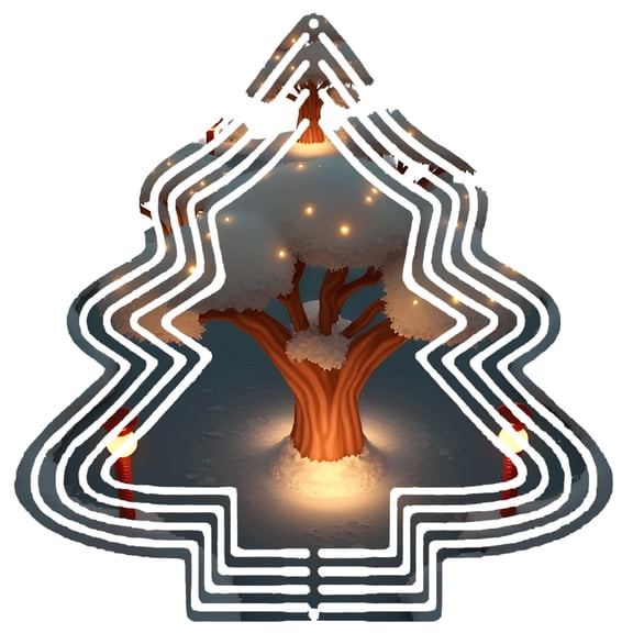 Stylish Metal Christmas Tree Wind Spinner - Labyrinth Design with Glowing Trunk Perfect for Garden & Yard Decor
