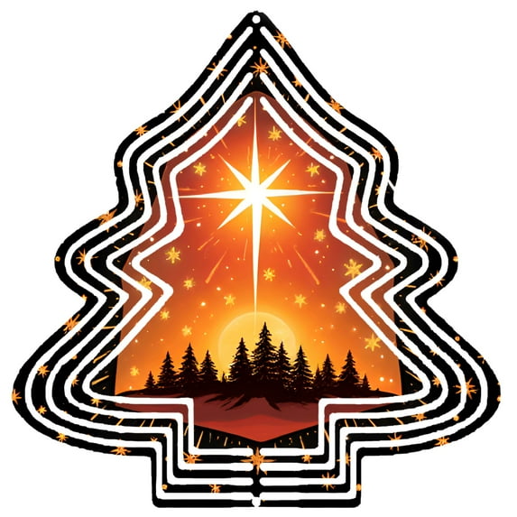 Stylish Metal Christmas Tree Wind Spinner - Radiant Star Design Vibrant Colors Perfect for Garden & Yard Decor Festive Atmosphere