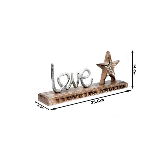 Stylish Metal Handcrafted Silver Color ”Love" Word Designed & "I Love LOS ANGELES" Laser Engraved Free Standing Interior Tabletop Decorative Item
