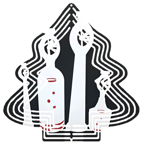 Stylish Metal Hanging Christmas Tree Wind Decorations - Abstract Bottle Design with Red Dots & Lines Perfect for Garden Spinners