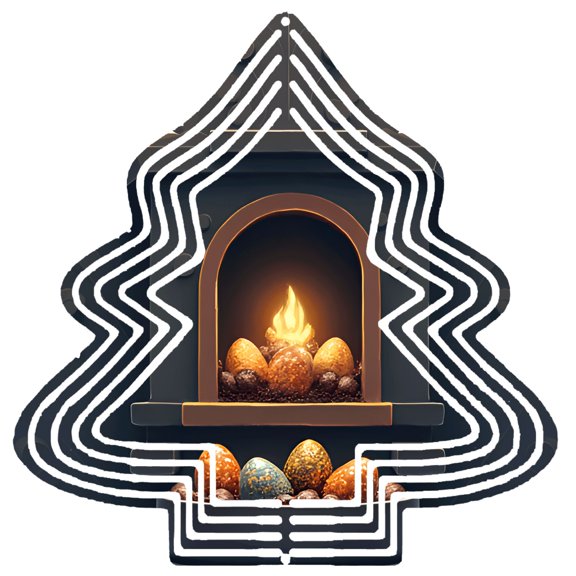 Stylish Metal Hanging Christmas Tree Wind Spinner - Abstract Design with Concentric Waves Perfect for Festive Garden Decor