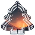 thumbnail image 1 of Stylish Metal Hanging Christmas Tree Wind Spinner - Abstract Design with Vibrant Fireworks & Snowy Mountain Scene for Garden Decor, 1 of 7