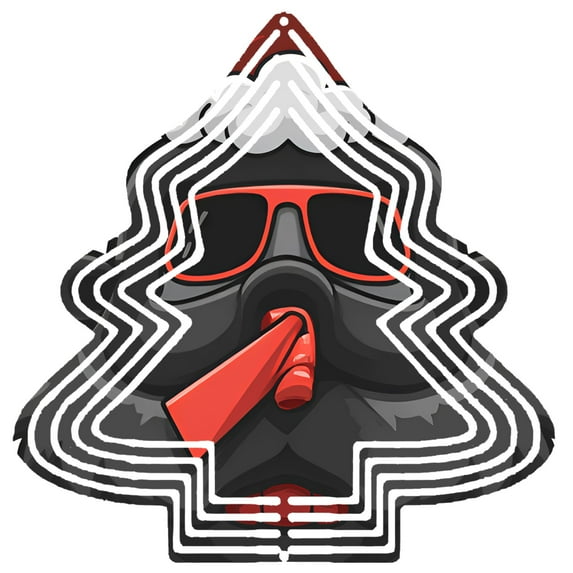 Stylish Metal Hanging Christmas Tree Wind Spinner - Abstract Design with Zigzag Patterns Red Sunglasses & Playful Candy Accent for Garden Decor
