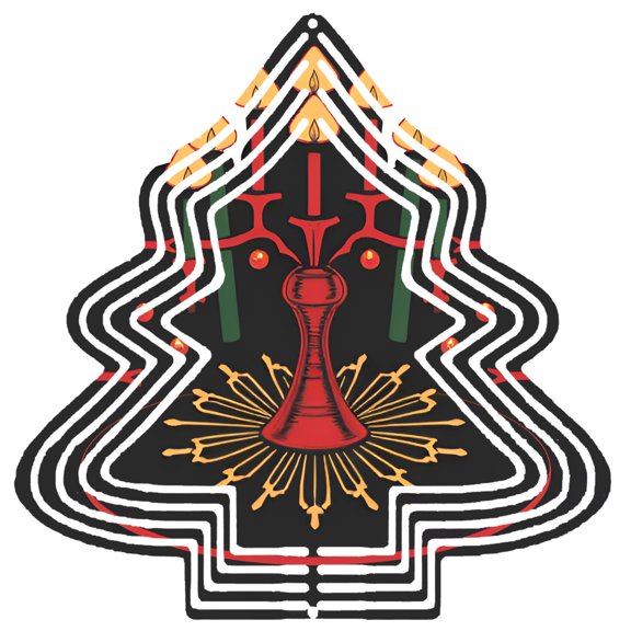 Stylish Metal Hanging Christmas Tree Wind Spinner - Abstract Geometric Design with Radiating Patterns for Garden & Yard Decor