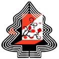 thumbnail image 1 of Stylish Metal Hanging Christmas Tree Wind Spinner - Abstract Triangular Design with Red & White Geometric Floral Pattern for Garden Decor, 1 of 7