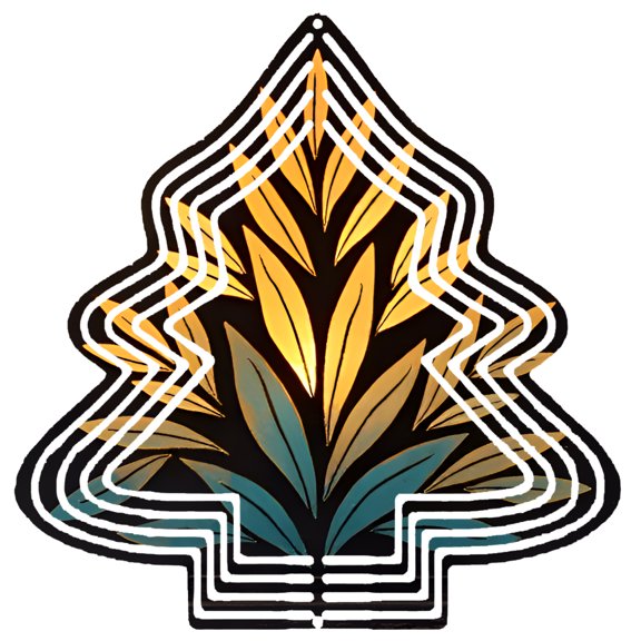 Stylish Metal Hanging Christmas Tree Wind Spinner - Abstract Triangular Design with Vibrant Golden Leaves Modern Geometric Aesthetic for Garden