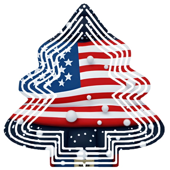Stylish Metal Hanging Christmas Tree Wind Spinner - American Flag Design with Stars & Stripes Festive Garden Decoration for Yard