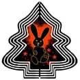 thumbnail image 1 of Stylish Metal Hanging Christmas Tree Wind Spinner - Black & White Geometric Design with Cheerful Rabbit & Red Flowers for Garden Decor, 1 of 7