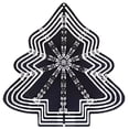 thumbnail image 1 of Stylish Metal Hanging Christmas Tree Wind Spinner - Black with White Snowflake Patterns Symmetrical Design for Yard & Garden Decor, 1 of 7