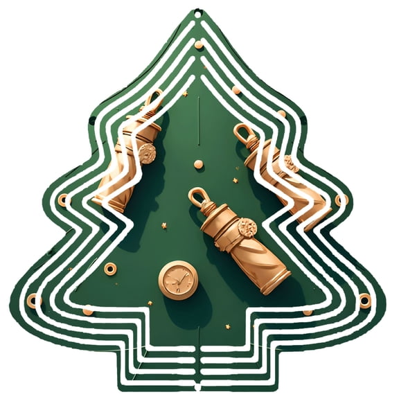 Stylish Metal Hanging Christmas Tree Wind Spinner - Board Design with Decorative Bottles & Ornaments for Garden Decor