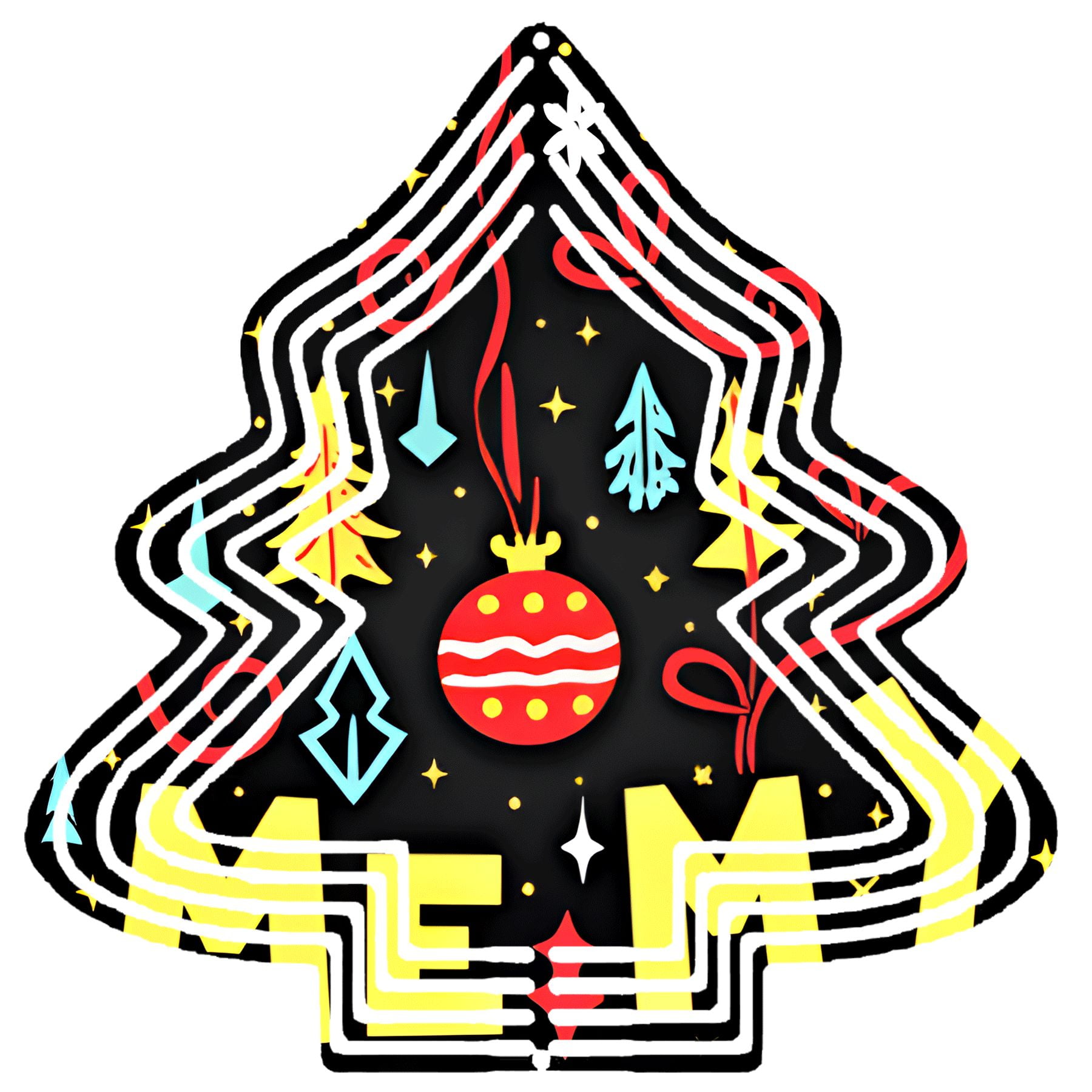 Stylish Metal Hanging Christmas Tree Wind Spinner - Colorful Baubles ...