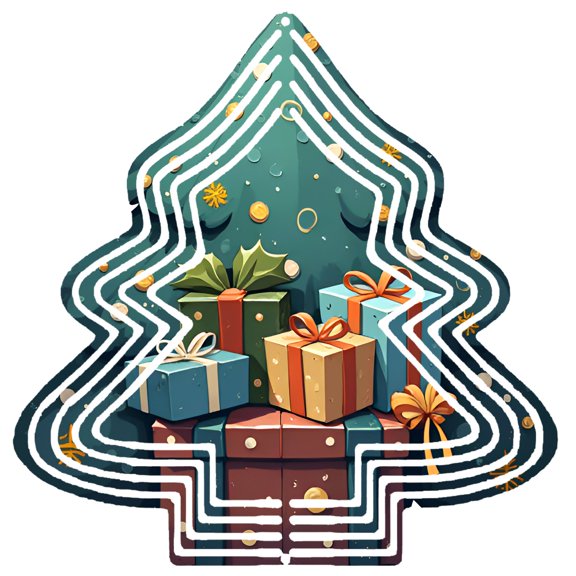 Stylish Metal Hanging Christmas Tree Wind Spinner - Colorful Gift Box Design with Holly & Ornaments for Garden Decor