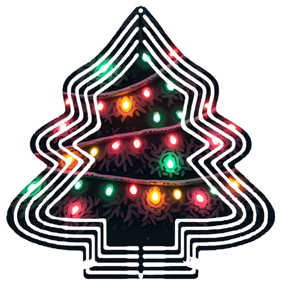 Stylish Metal Hanging Christmas Tree Wind Spinner - Colorful Lights Pattern Design for Festive Yard & Garden Decor