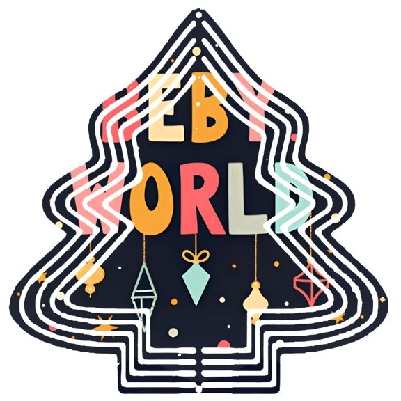 Stylish Metal Hanging Christmas Tree Wind Spinner - Colorful Ornaments & Bold ' EB WORLD ' Design for Festive Garden Decor