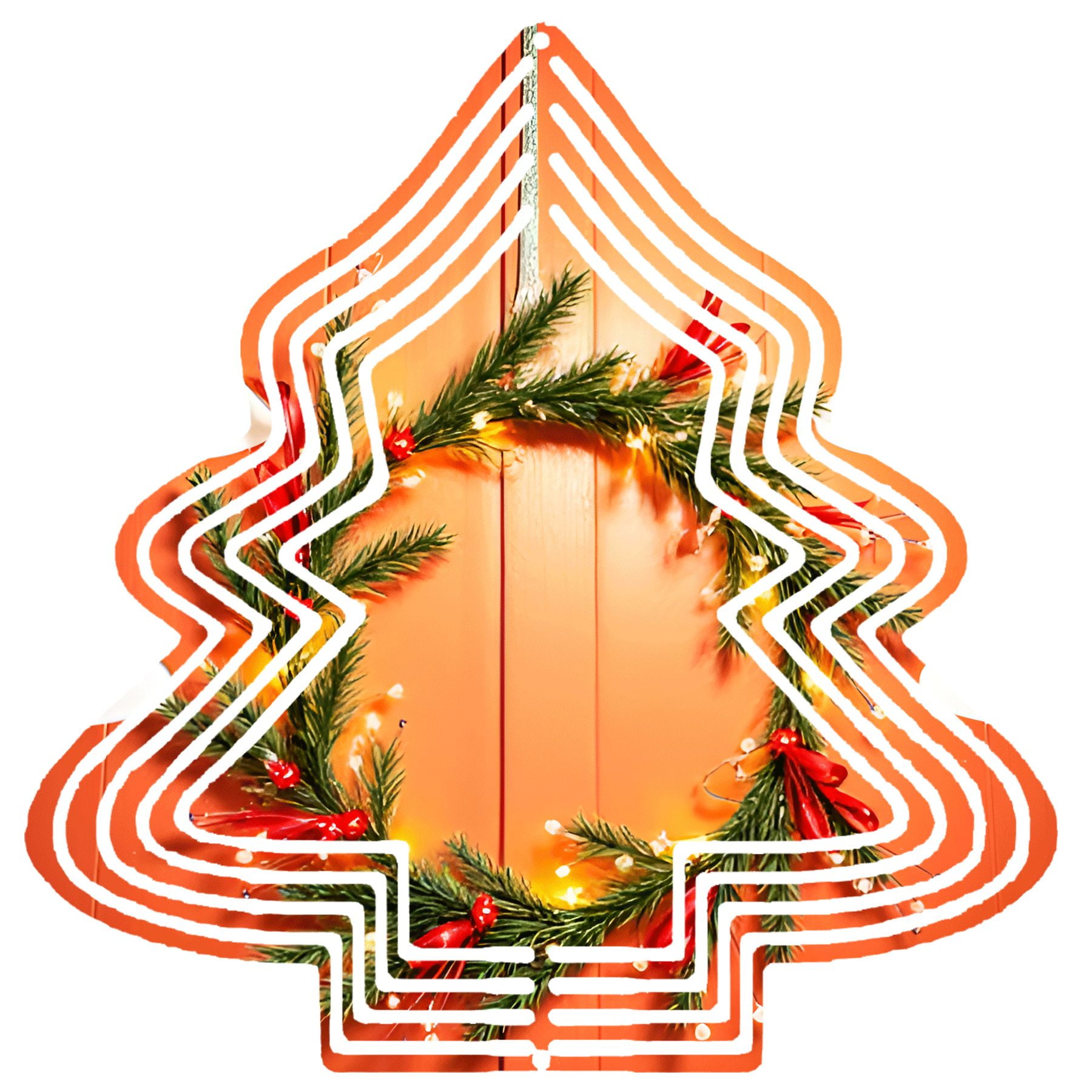 Stylish Metal Hanging Christmas Tree Wind Spinner - Concentric Line ...