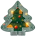 thumbnail image 1 of Stylish Metal Hanging Christmas Tree Wind Spinner - Concentric White Lines Colorful Ornaments & Lights Perfect for Garden Decor, 1 of 6