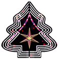 thumbnail image 1 of Stylish Metal Hanging Christmas Tree Wind Spinner - Concentric White Lines Golden Star Colorful Stripes & Festive Red Accents for Garden Decor, 1 of 7