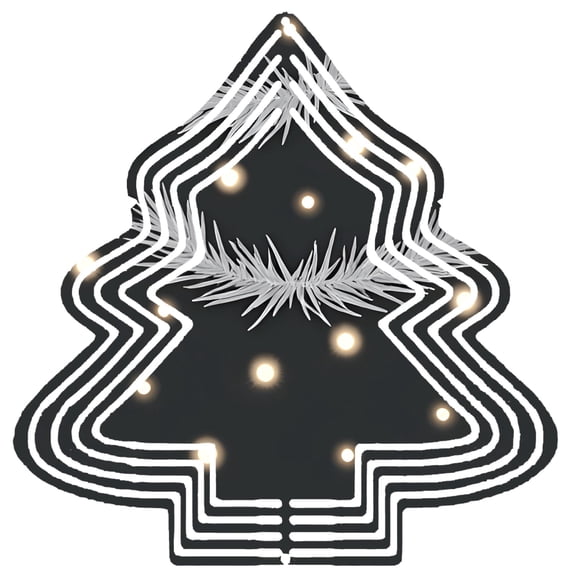 Stylish Metal Hanging Christmas Tree Wind Spinner - Concentric White Lines & Pine Design for Festive Yard & Garden Decor